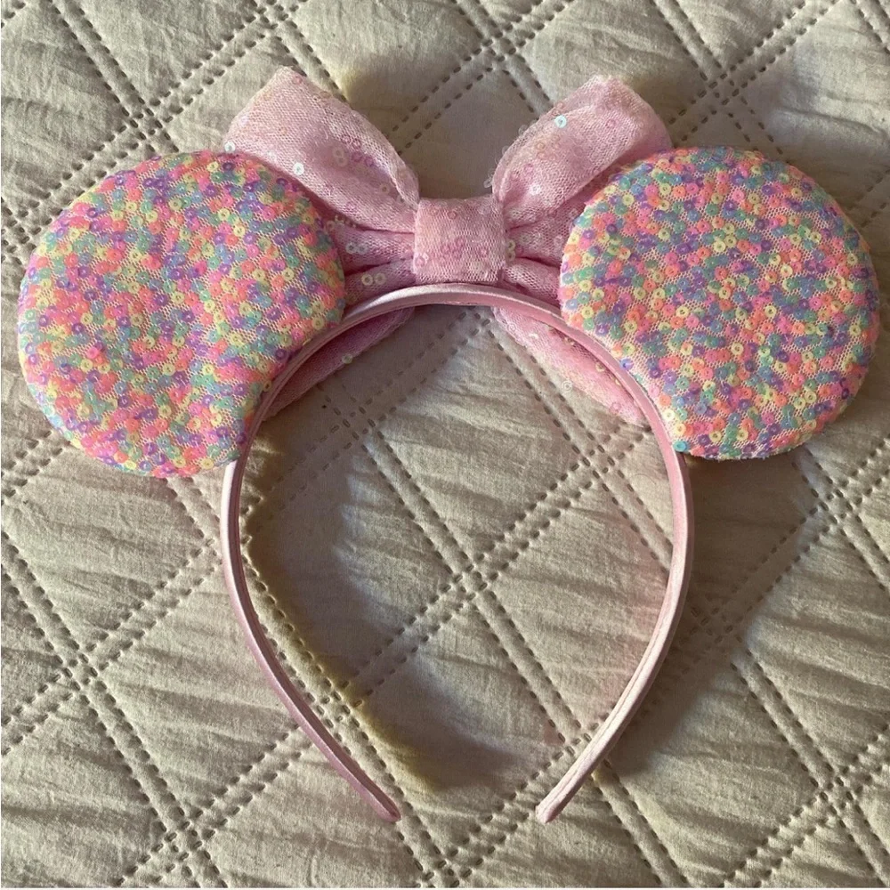Pink Sequin Bow Headband